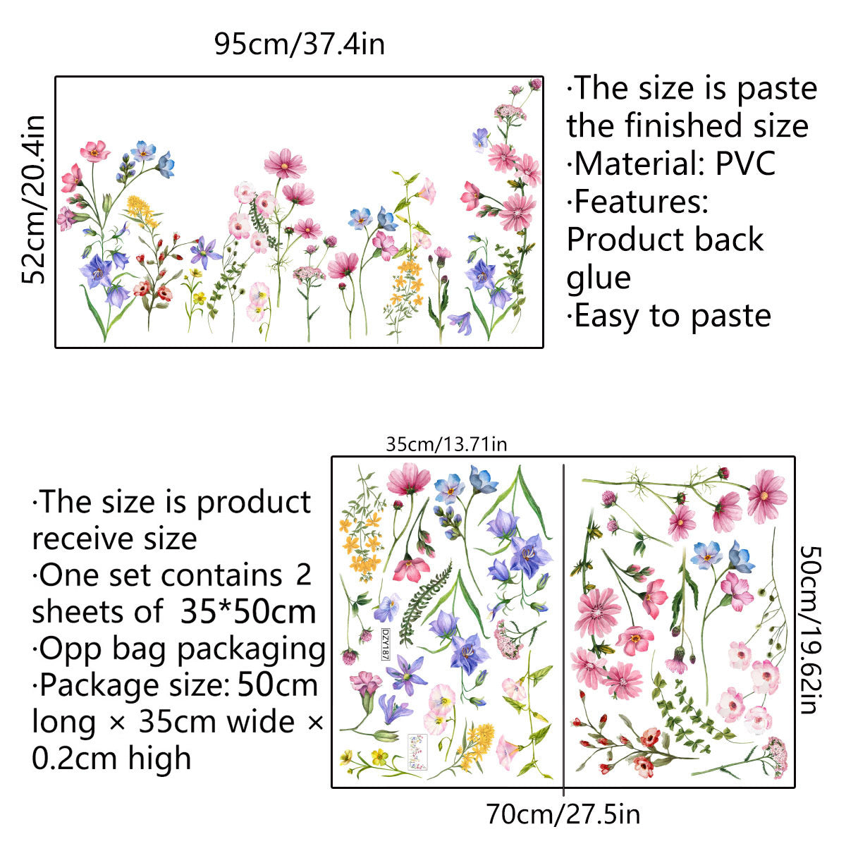 DZY187 2Pcs/Set Flower Plant Wall Decor Sticker Living Room Kindergarten Decal Wallpaper (No EN71 Certification) DZY187 2Pcs/Set Flower Plant Wall Decor Sticker Living Room Kindergarten Decal Wallpaper (No EN71 Certification)